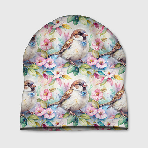 Шапка Воробей в ярких цветах паттерн / 3D-принт – фото 1