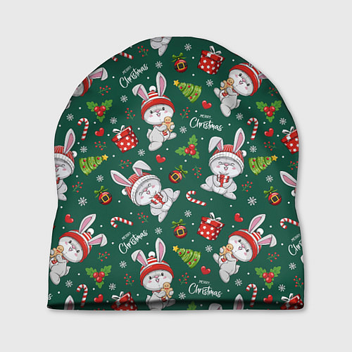 Шапка Новогодние зайчики / 3D-принт – фото 1