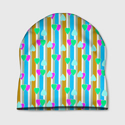 Шапка Полосатый с сердечками ретро в горошек