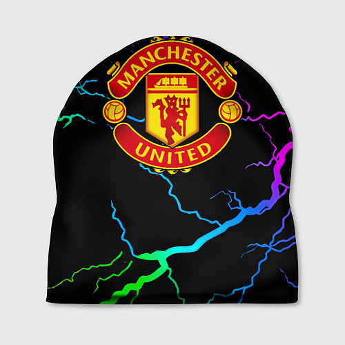 Шапка Манчестер Юнайтед неоновые молнии / 3D-принт – фото 1