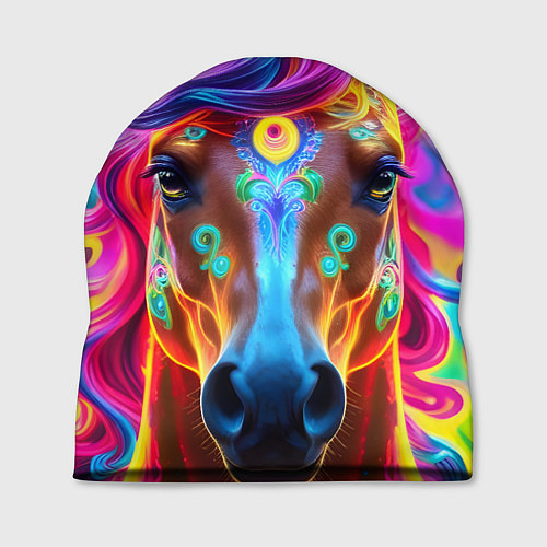 Шапка Неоновая огненная лошадь / 3D-принт – фото 1