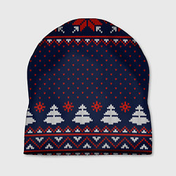 Шапка Новогодний вязаный узор