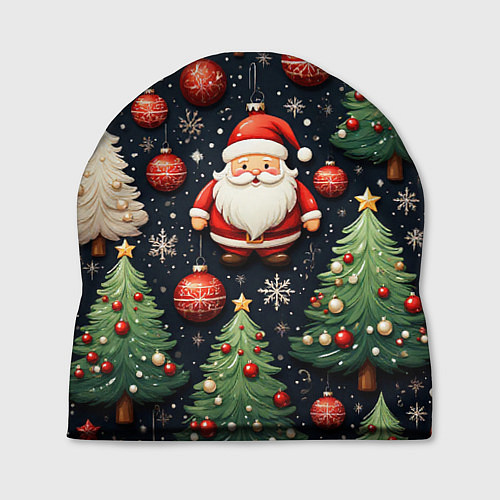 Шапка Новый год паттерн Дед мороз / 3D-принт – фото 1