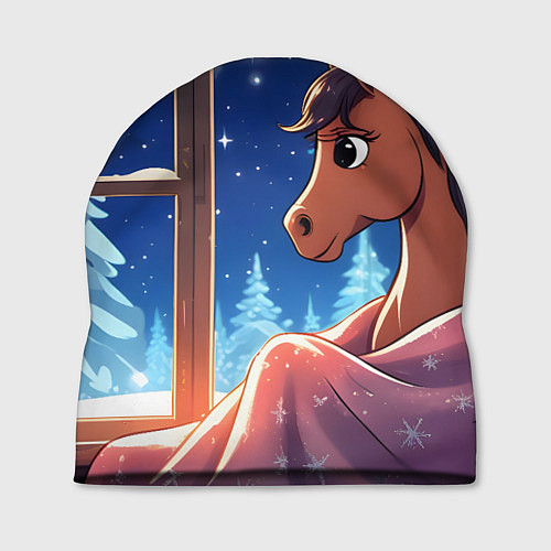 Шапка Лошадка зимней звездной ночью / 3D-принт – фото 1