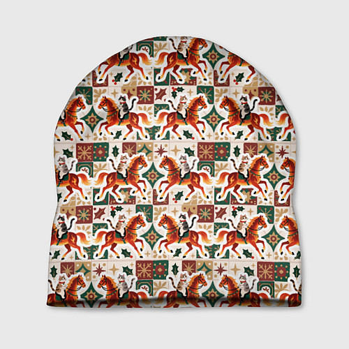 Шапка Винтажные коты всадники на лошади / 3D-принт – фото 1