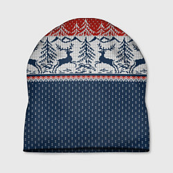 Шапка Вязаный узор с оленями