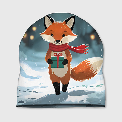 Шапка Лисичка с подарком зимой / 3D-принт – фото 1