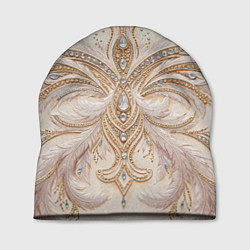 Шапка Перламутровый орнамент с перьями, цвет: 3D-принт