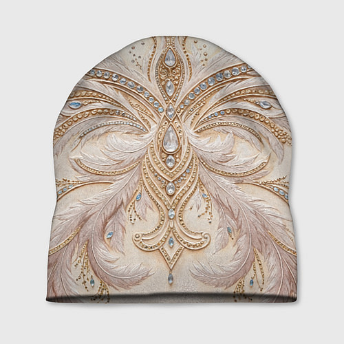 Шапка Перламутровый орнамент с перьями / 3D-принт – фото 1