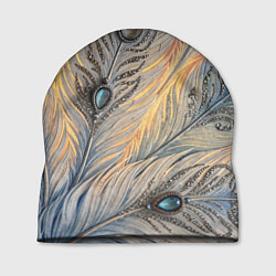 Шапка Синие перья с самоцветами