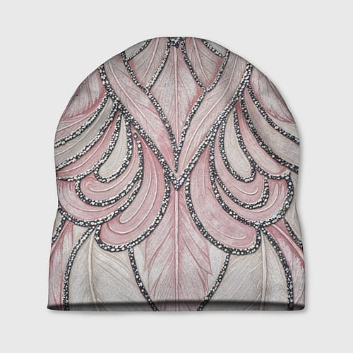 Шапка Нежно розовый орнамент из перьев / 3D-принт – фото 1