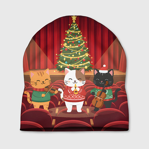 Шапка Новогодние котики музыканты / 3D-принт – фото 1