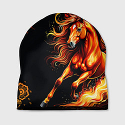 Шапка Огненный конь в русской хохломе, цвет: 3D-принт