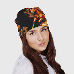 Шапка Огненный конь в русской хохломе, цвет: 3D-принт — фото 2