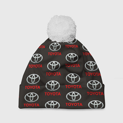 Шапка c помпоном Toyota / 3D-Белый – фото 1