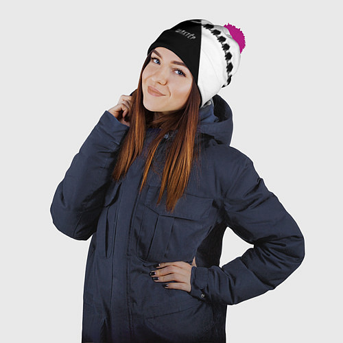 Шапка c помпоном Лучший шахтёр / 3D-Малиновый – фото 2