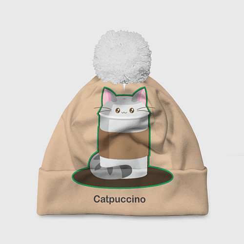 Шапка c помпоном Catpuccino / 3D-Белый – фото 1