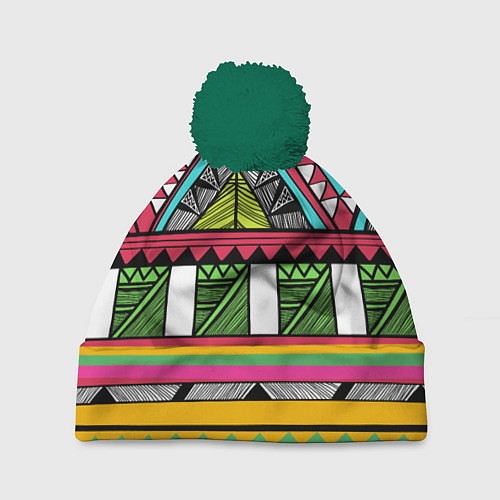 Шапка c помпоном Зимбабве / 3D-Зеленый – фото 1