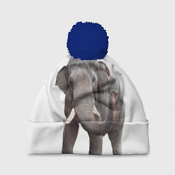 Шапка с помпоном Большой слон, цвет: 3D-тёмно-синий