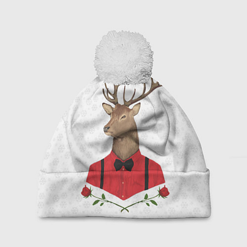Шапка c помпоном Christmas Deer / 3D-Белый – фото 1