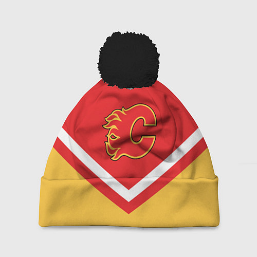 Шапка c помпоном NHL: Calgary Flames / 3D-Черный – фото 1
