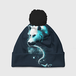 Шапка с помпоном Галактический волк, цвет: 3D-черный