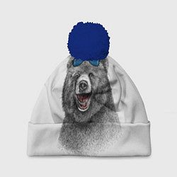 Шапка с помпоном Счастливый медведь, цвет: 3D-тёмно-синий