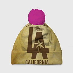 Шапка с помпоном Лос-Анджелес, цвет: 3D-малиновый