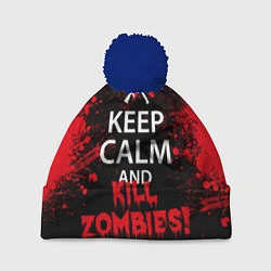 Шапка с помпоном Keep Calm & Kill Zombies, цвет: 3D-тёмно-синий
