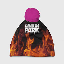 Шапка с помпоном Linkin Park: Hell Flame, цвет: 3D-малиновый