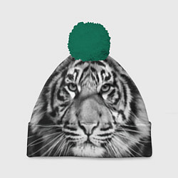 Шапка с помпоном Мордочка тигра, цвет: 3D-зеленый
