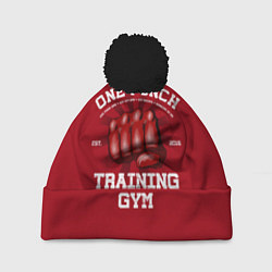 Шапка с помпоном One Punch Gym, цвет: 3D-черный