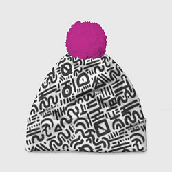 Шапка с помпоном Afro, цвет: 3D-малиновый