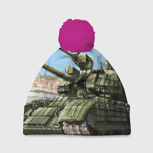 Шапка c помпоном Защитники / 3D-Малиновый – фото 1