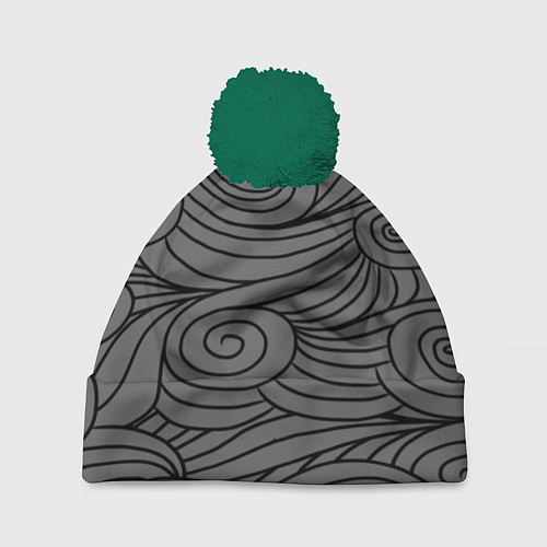 Шапка c помпоном Gray pattern / 3D-Зеленый – фото 1