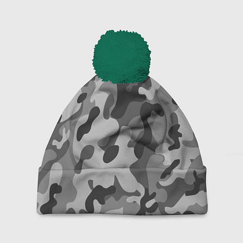 Шапка c помпоном Ночной Камуфляж 1 / 3D-Зеленый – фото 1