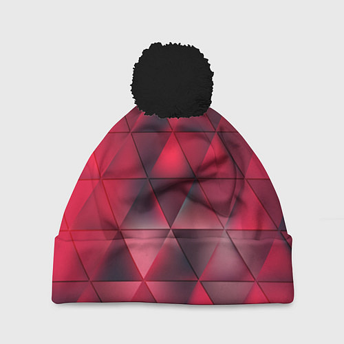 Шапка c помпоном Dark Red / 3D-Черный – фото 1