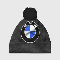 Шапка с помпоном BMW CARBON БМВ КАРБОН, цвет: 3D-черный