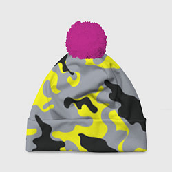 Шапка c помпоном Yellow & Grey Camouflage