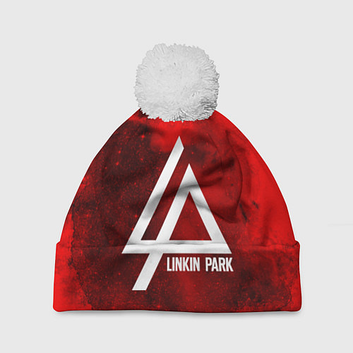 Шапка c помпоном Linkin Park: Red Wave / 3D-Белый – фото 1