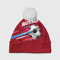 Шапка с помпоном Russia Football, цвет: 3D-белый