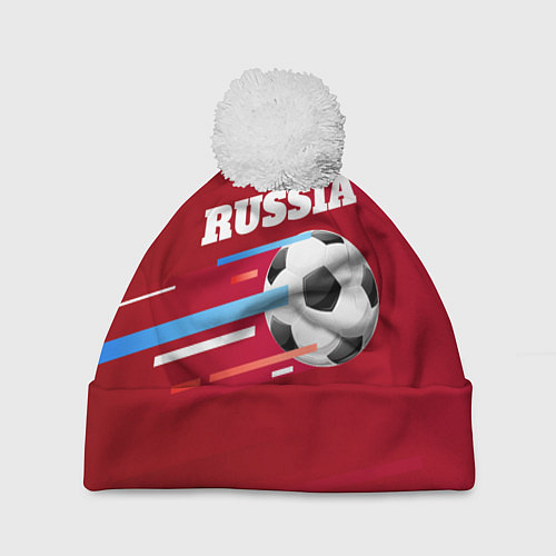 Шапка c помпоном Russia Football / 3D-Белый – фото 1