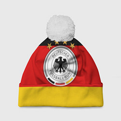 Шапка с помпоном Немецкий футбол, цвет: 3D-белый
