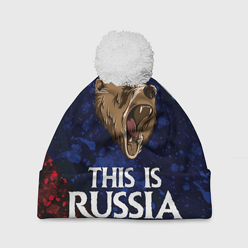 Шапка c помпоном Russia: Roaring Bear / 3D-Белый – фото 1