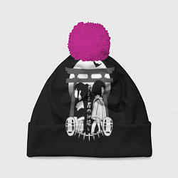 Шапка с помпоном Унесённые призраками, цвет: 3D-малиновый
