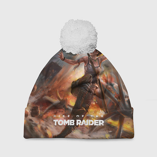 Шапка c помпоном Tomb Raider / 3D-Белый – фото 1