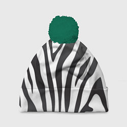 Шапка с помпоном Африканская зебра, цвет: 3D-зеленый