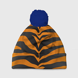 Шапка с помпоном Шкура тигра, цвет: 3D-тёмно-синий