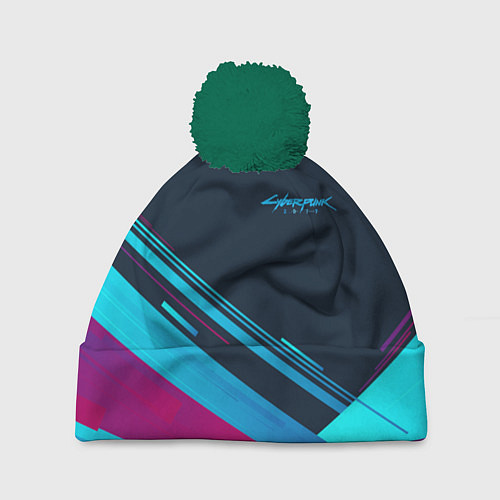 Шапка c помпоном Cyberpunk 2077 / 3D-Зеленый – фото 1