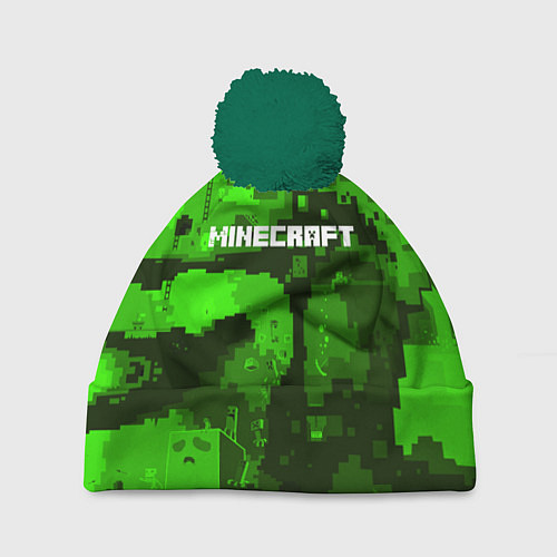 Шапка c помпоном Minecraft: Green World / 3D-Зеленый – фото 1